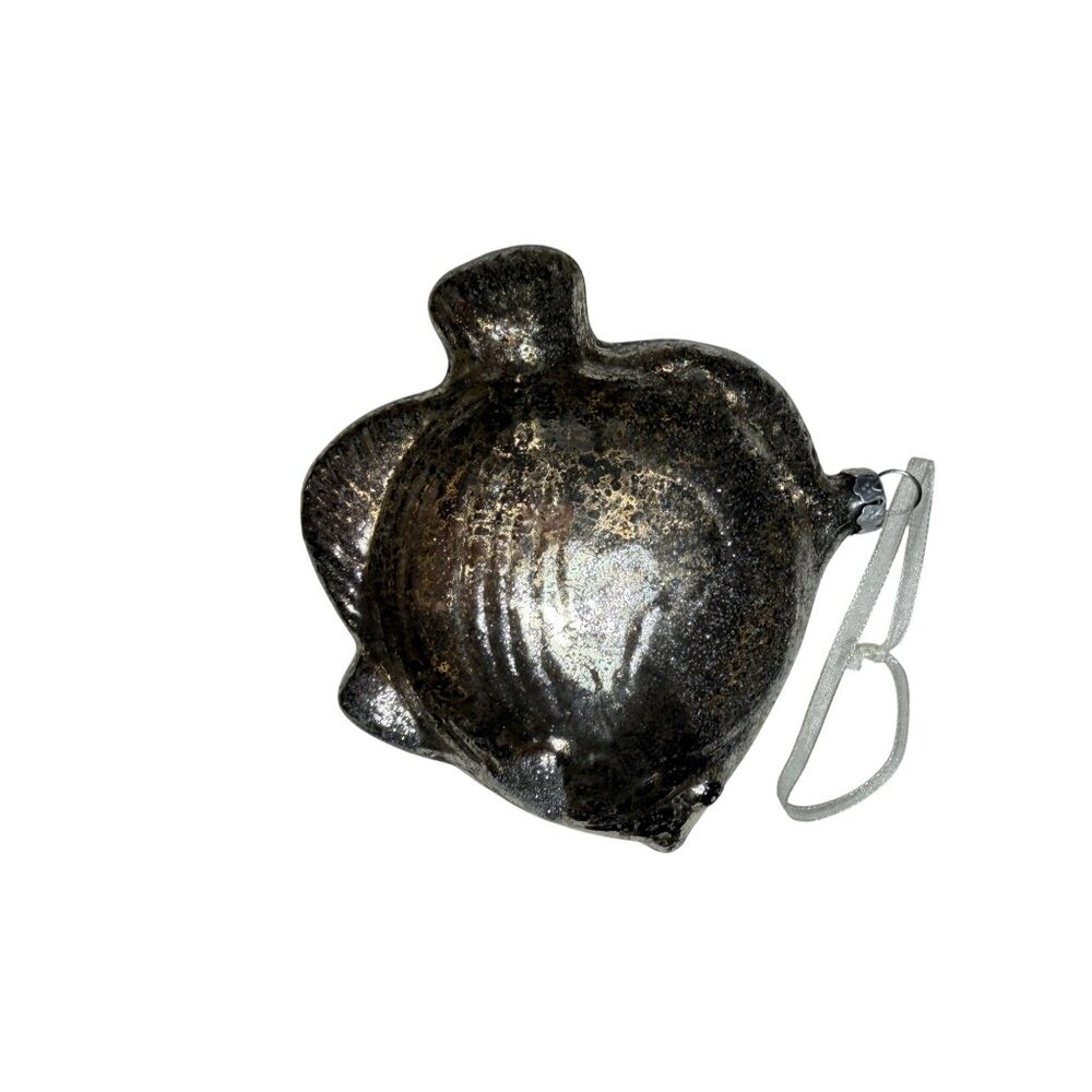 Mercury Glass Fish Christmas Ornament Silver With Glitter Accents 4" Handmade Ho